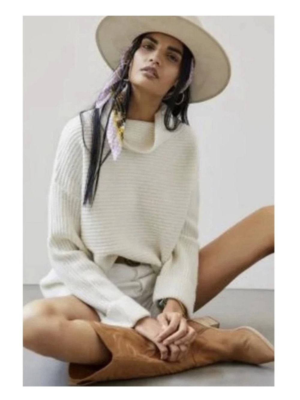 Pilcro Anthropologie Cream Ribbed Mock Neck Sweater - Picture 4 of 4